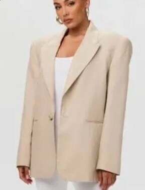 NAKED WARDROBE Tan Linen Blazer Jacket Large